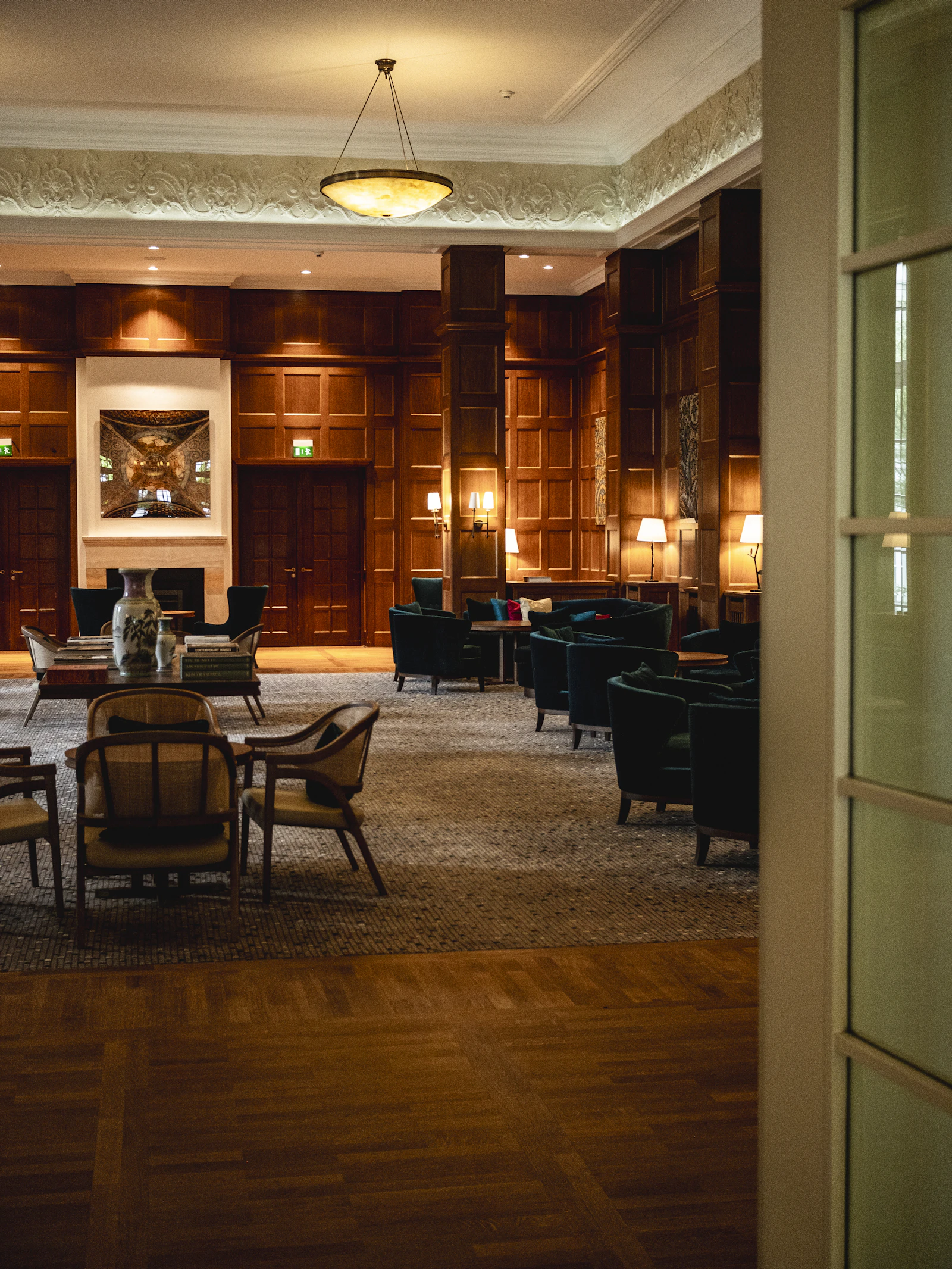 Warm hotel lounge interior